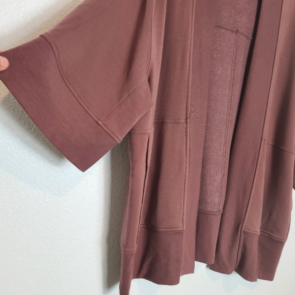 ATHLETA Lotus Wrap Oversized Soft Cozy Open Cardigan Mauve - Picture 9 of 11